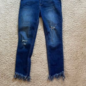 High Waisted Free People Frayed Skinny Jean - Size 28
